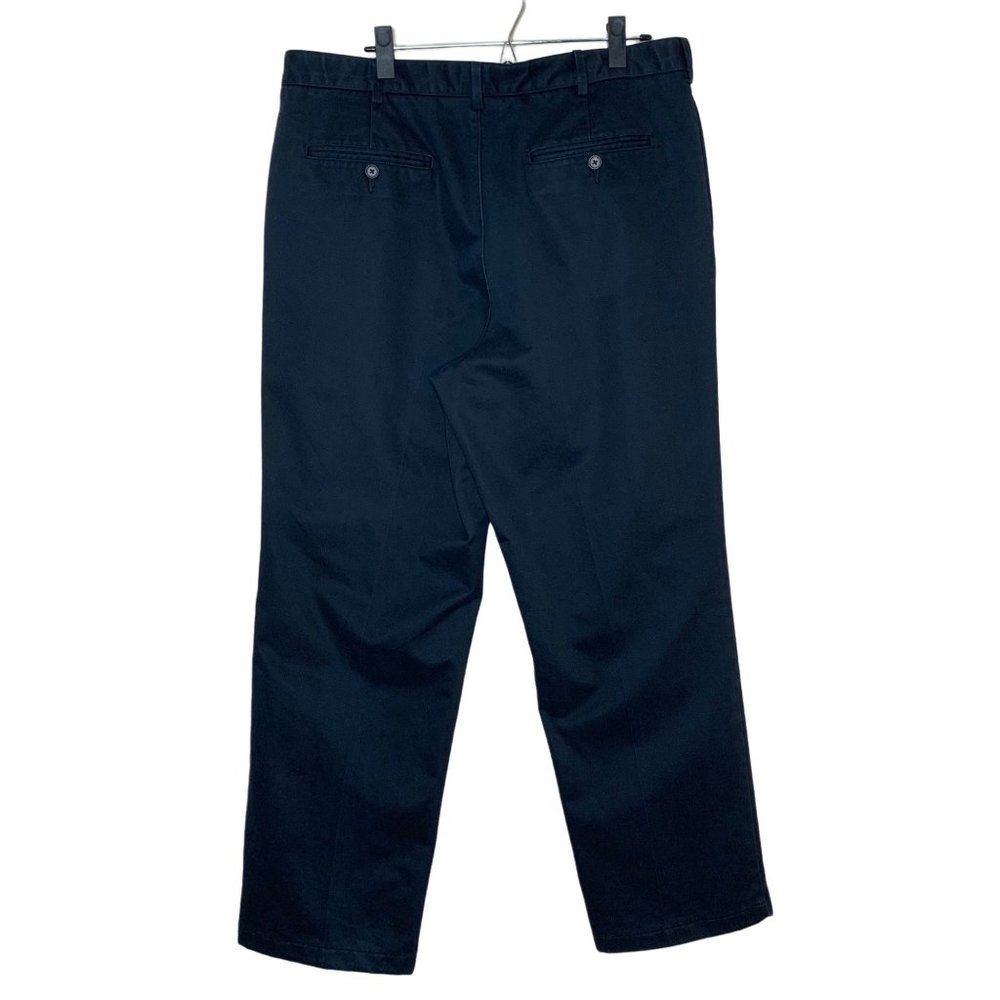 Land's End Relaxed Fit Pleated Front Dress Pants Black Office Uniform Men's 36 - Picture 3 of 6